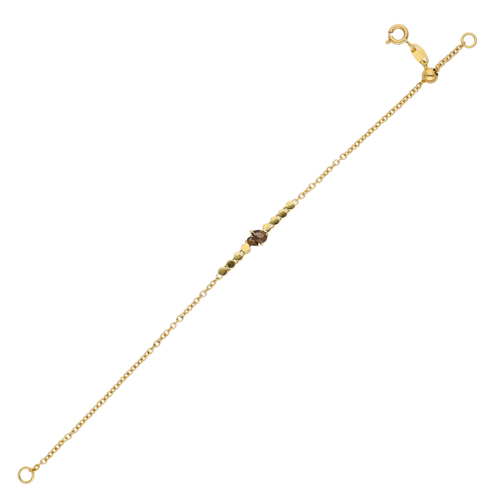 Pulsera Oro Amarillo y Cuarzo Fumé PU-14306