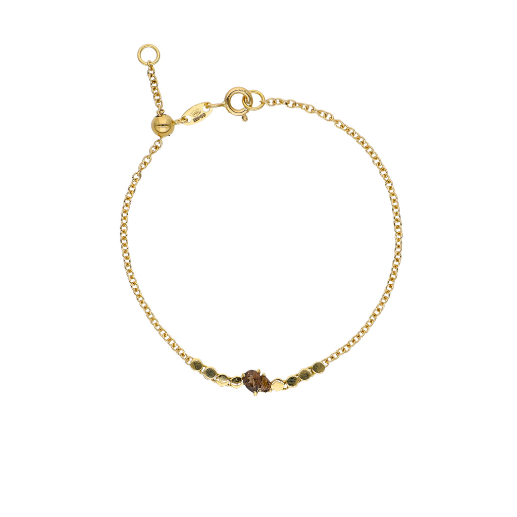 Pulsera Oro Amarillo y Cuarzo Fumé PU-14306