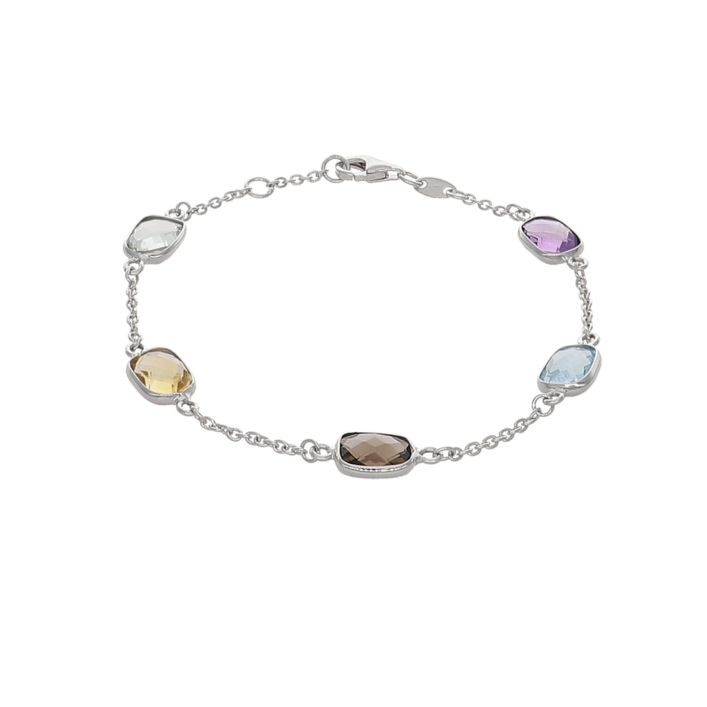 Pulsera Oro Blanco y Piedras Naturales PU-14307