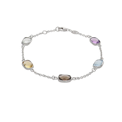 Pulsera Oro Blanco y Piedras Naturales PU-14307