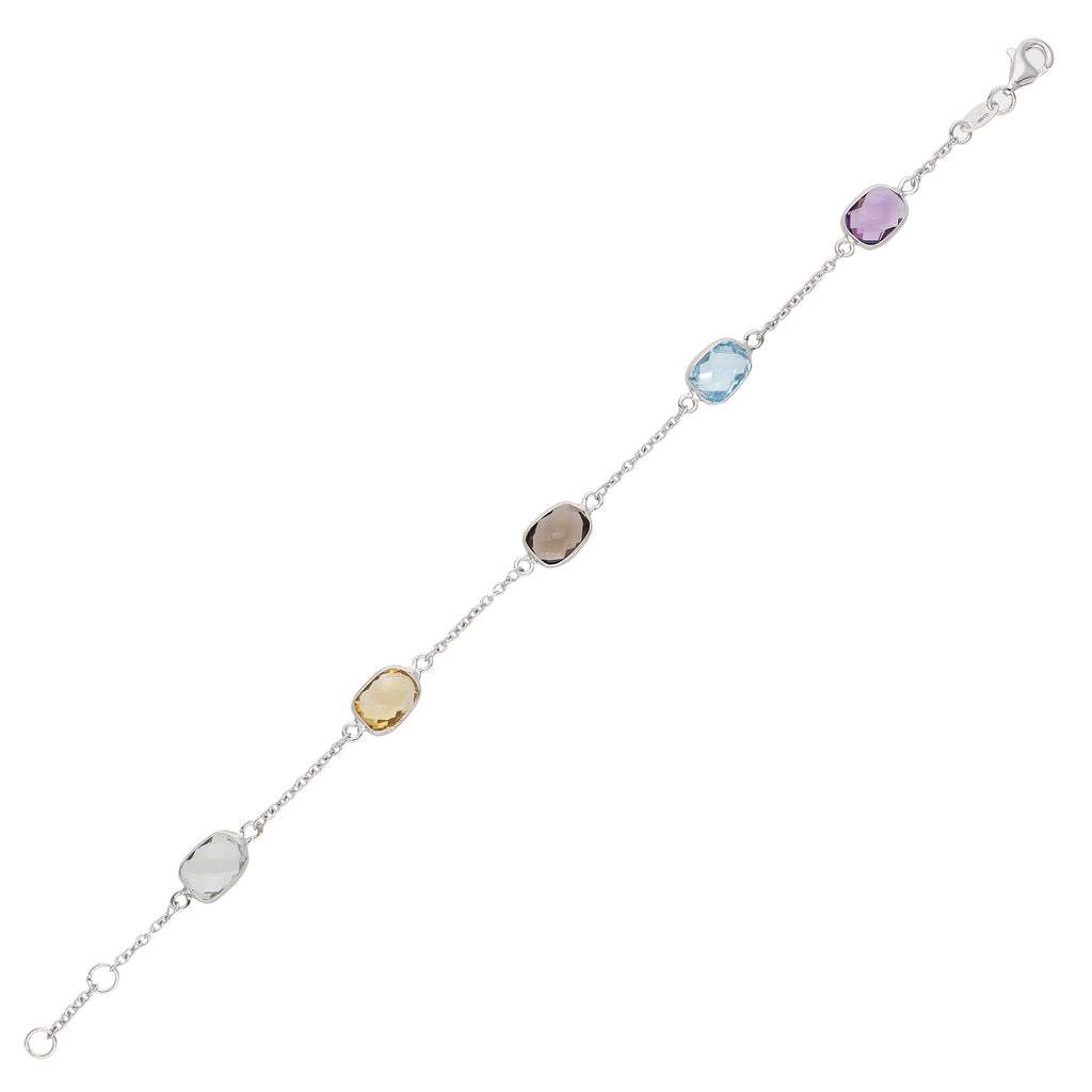 Pulsera Oro Blanco y Piedras Naturales PU-14307