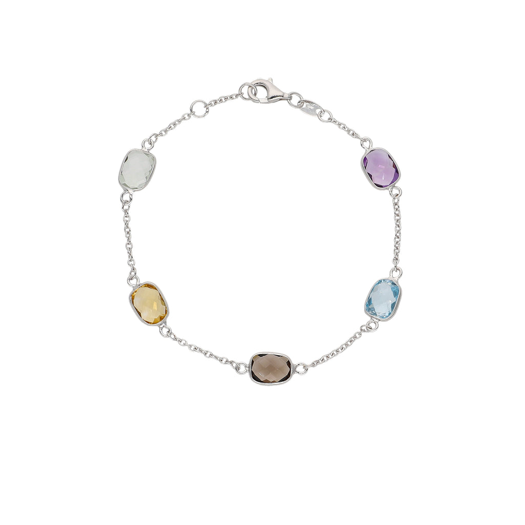 Pulsera Oro Blanco y Piedras Naturales PU-14307