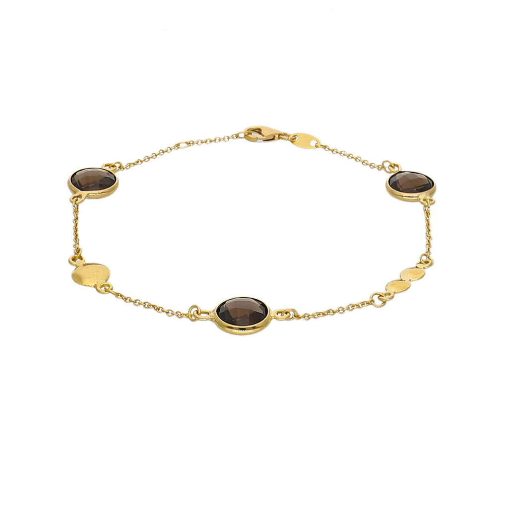 Pulsera Oro Amarillo y Cuarzo Fumé PU-14308