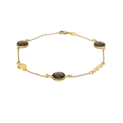 Pulsera Oro Amarillo y Cuarzo Fumé PU-14308