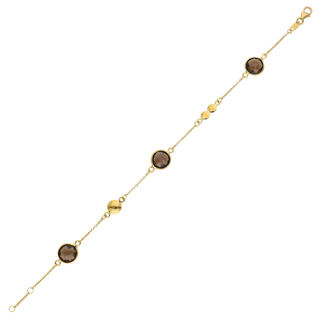 Pulsera Oro Amarillo y Cuarzo Fumé PU-14308