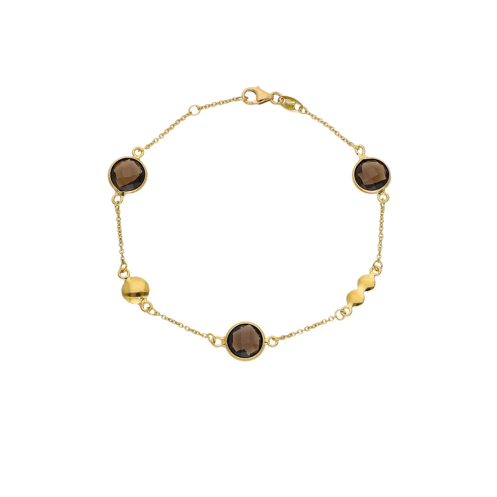 Pulsera Oro Amarillo y Cuarzo Fumé PU-14308