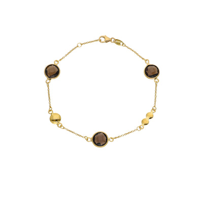 Pulsera Oro Amarillo y Cuarzo Fumé PU-14308