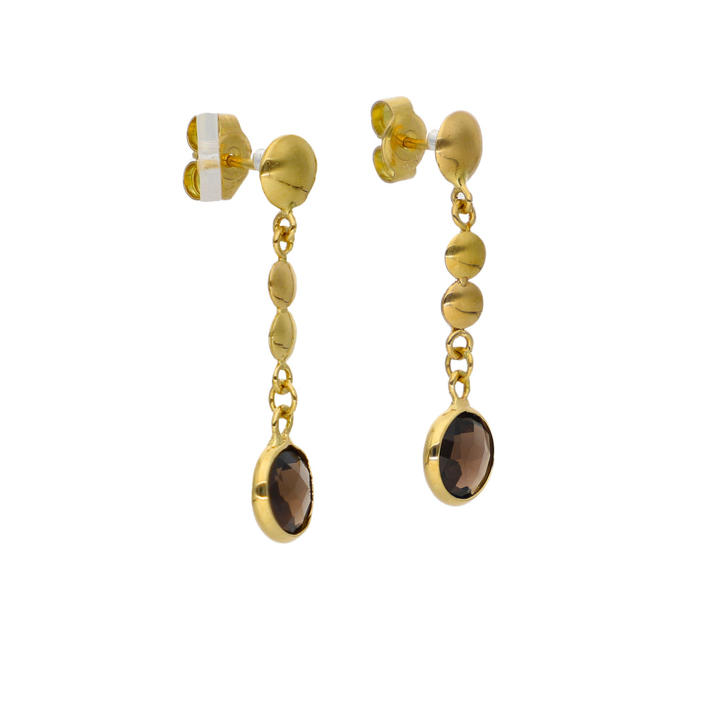 Aros Oro Amarillo y Cuarzo Fumé AR-14309