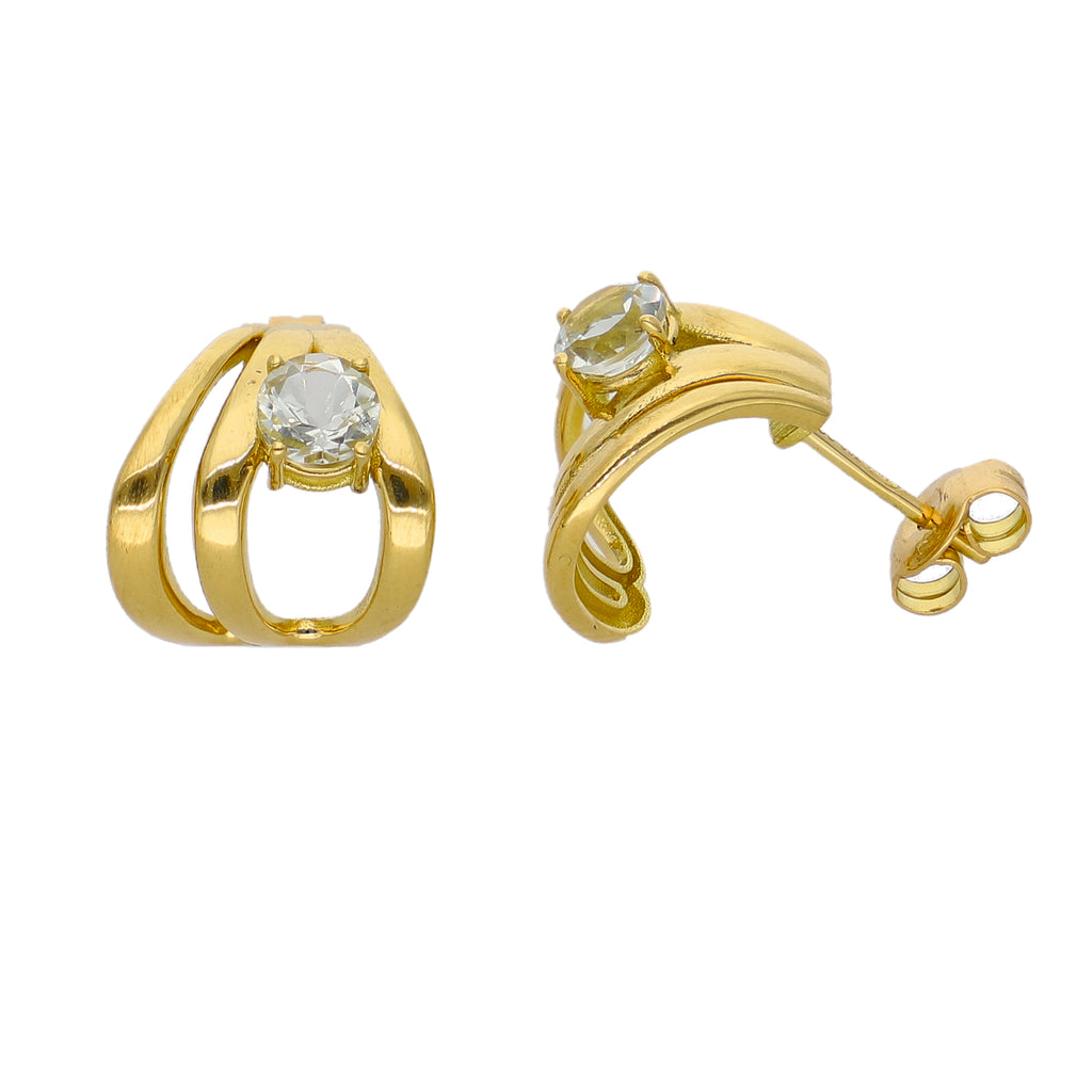 Aros Oro Amarillo y Amatista Verde AR-14317