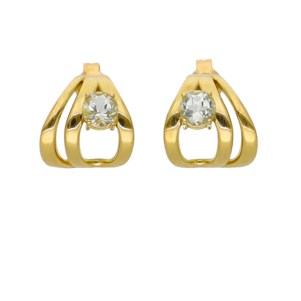 Aros Oro Amarillo y Amatista Verde AR-14317
