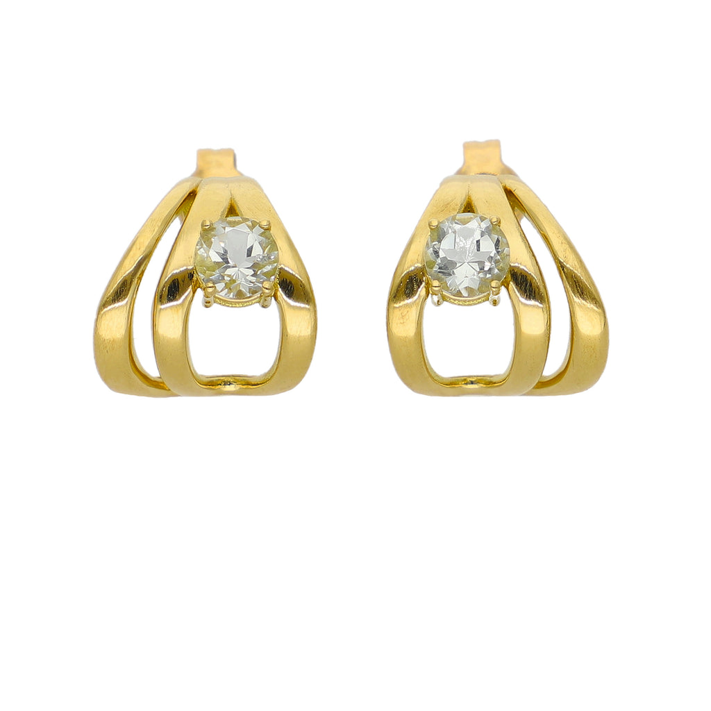 Aros Oro Amarillo y Amatista Verde AR-14317