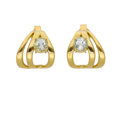 Aros Oro Amarillo y Amatista Verde AR-14317