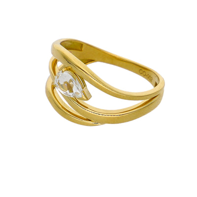 Anillo Oro Amarillo y Topacio Blanco AN-14339