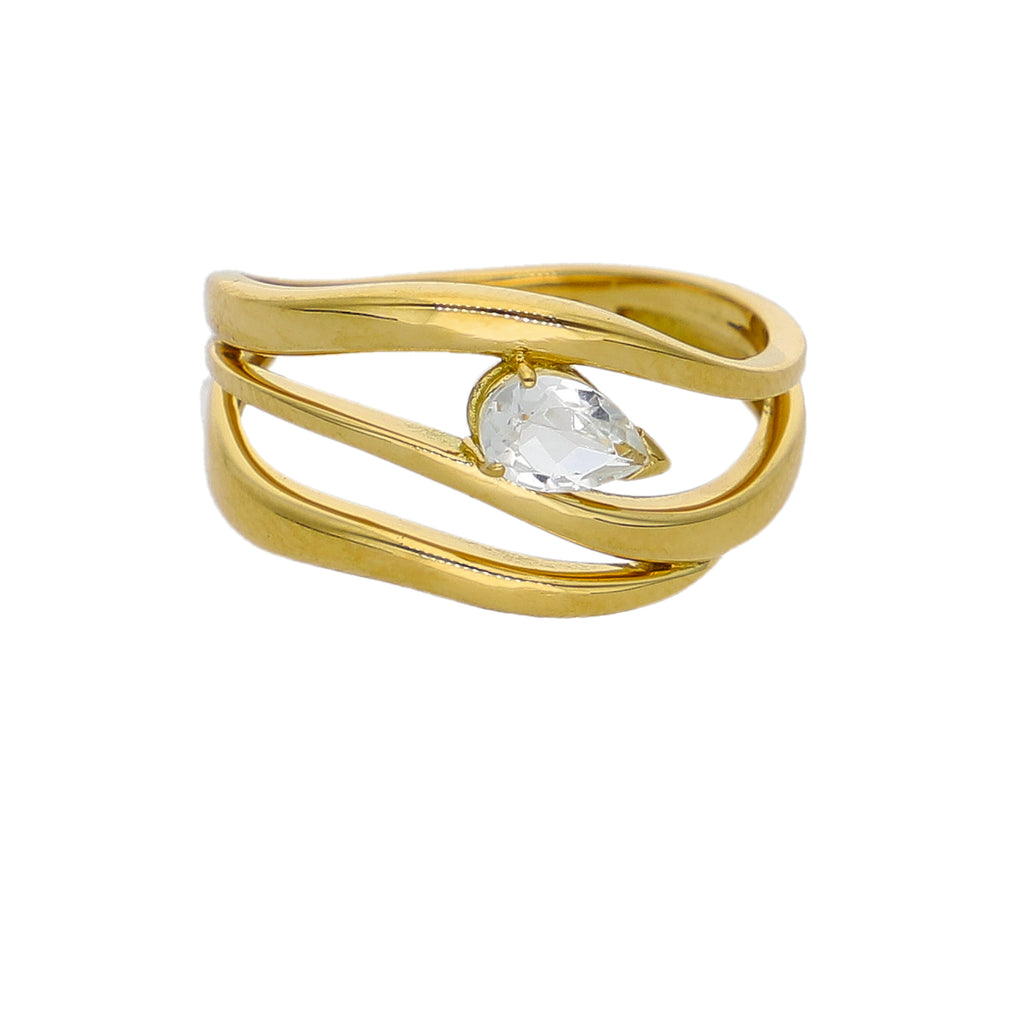 Anillo Oro Amarillo y Topacio Blanco AN-14339