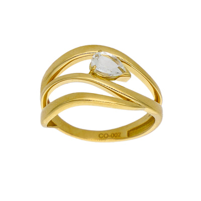 Anillo Oro Amarillo y Topacio Blanco AN-14339