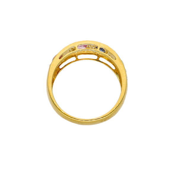 Anillo Oro Amarillo, Zafiros de Color y Brillantes AN-14344