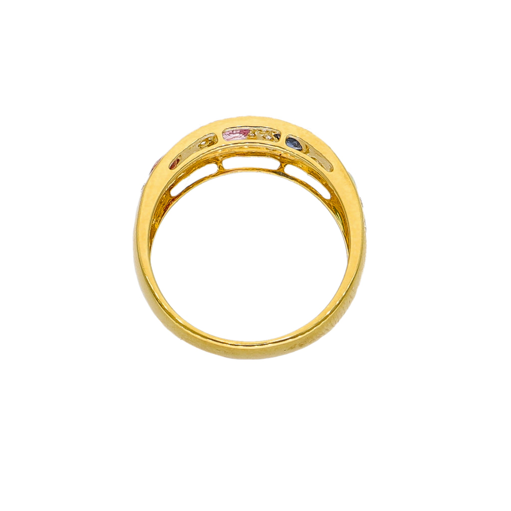 Anillo Oro Amarillo, Zafiros de Color y Brillantes AN-14344