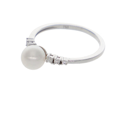 Anillo Oro Blanco Perla y Brillantes AN-14351