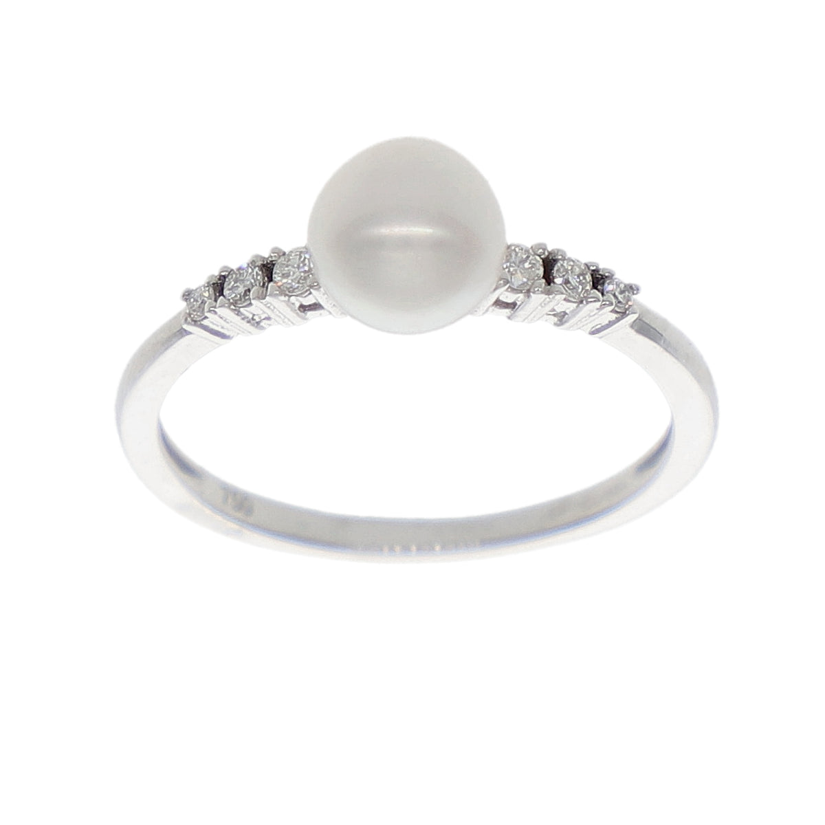 Anillo Oro Blanco Perla y Brillantes AN-14351