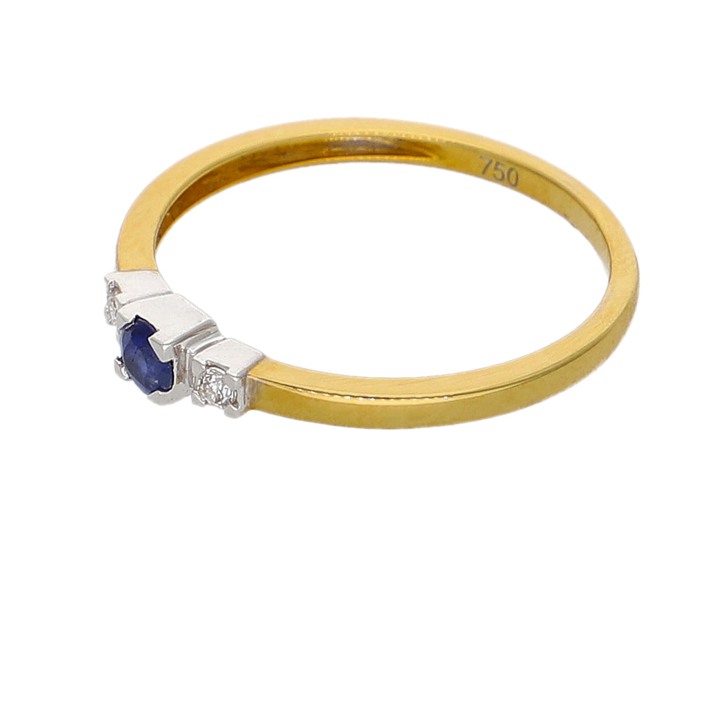 Anillo Oro Amarillo, Blanco, Zafiro Azul y Brillantes AN-14352