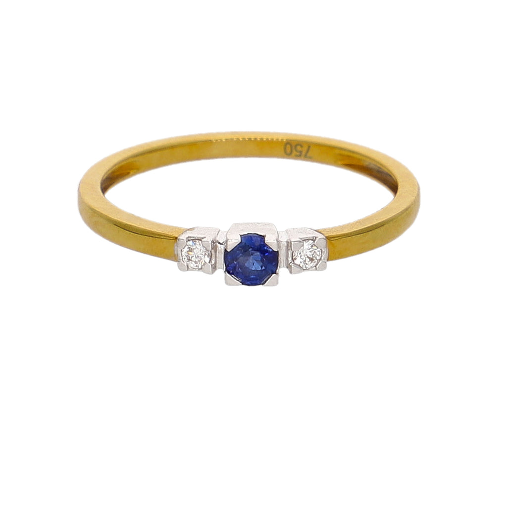 Anillo Oro Amarillo, Blanco, Zafiro Azul y Brillantes AN-14352