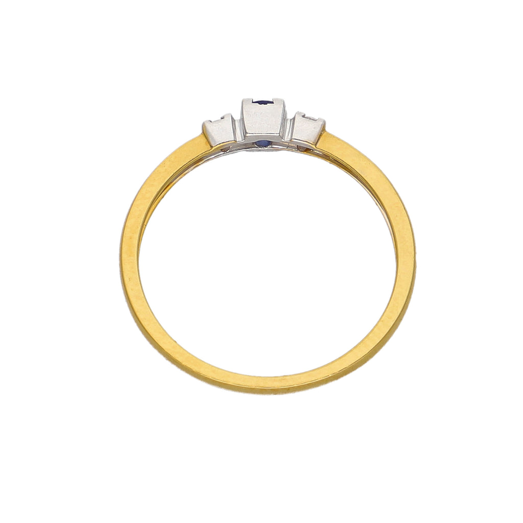 Anillo Oro Amarillo, Blanco, Zafiro Azul y Brillantes AN-14352