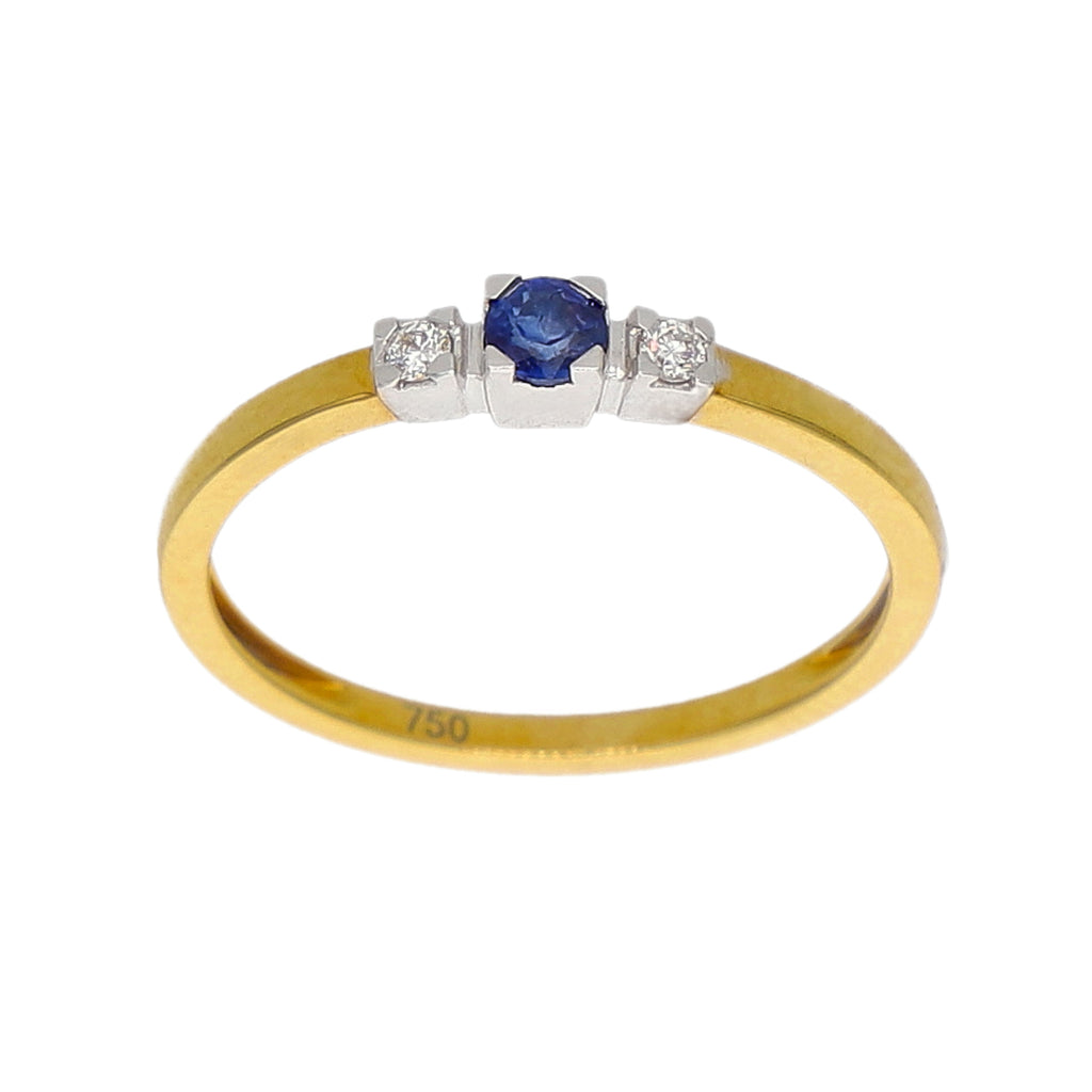 Anillo Oro Amarillo, Blanco, Zafiro Azul y Brillantes AN-14352