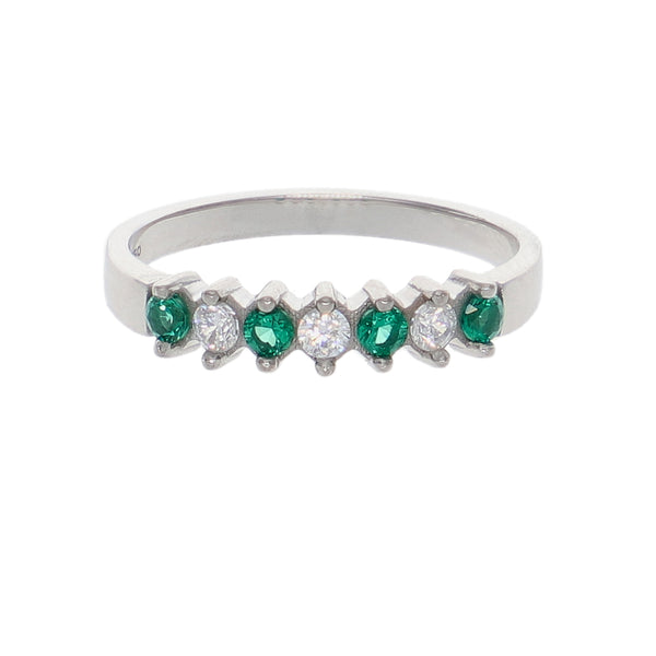 Anillo Oro Blanco y Circones AN-14408