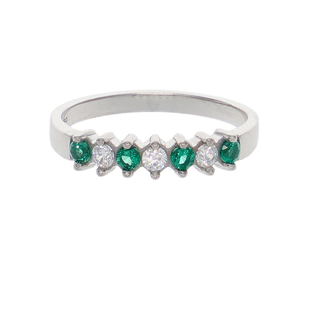 Anillo Oro Blanco y Circones AN-14408