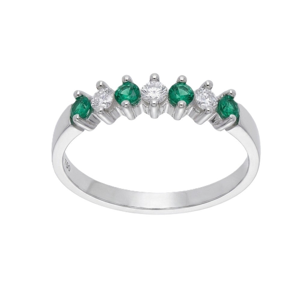 Anillo Oro Blanco y Circones AN-14408