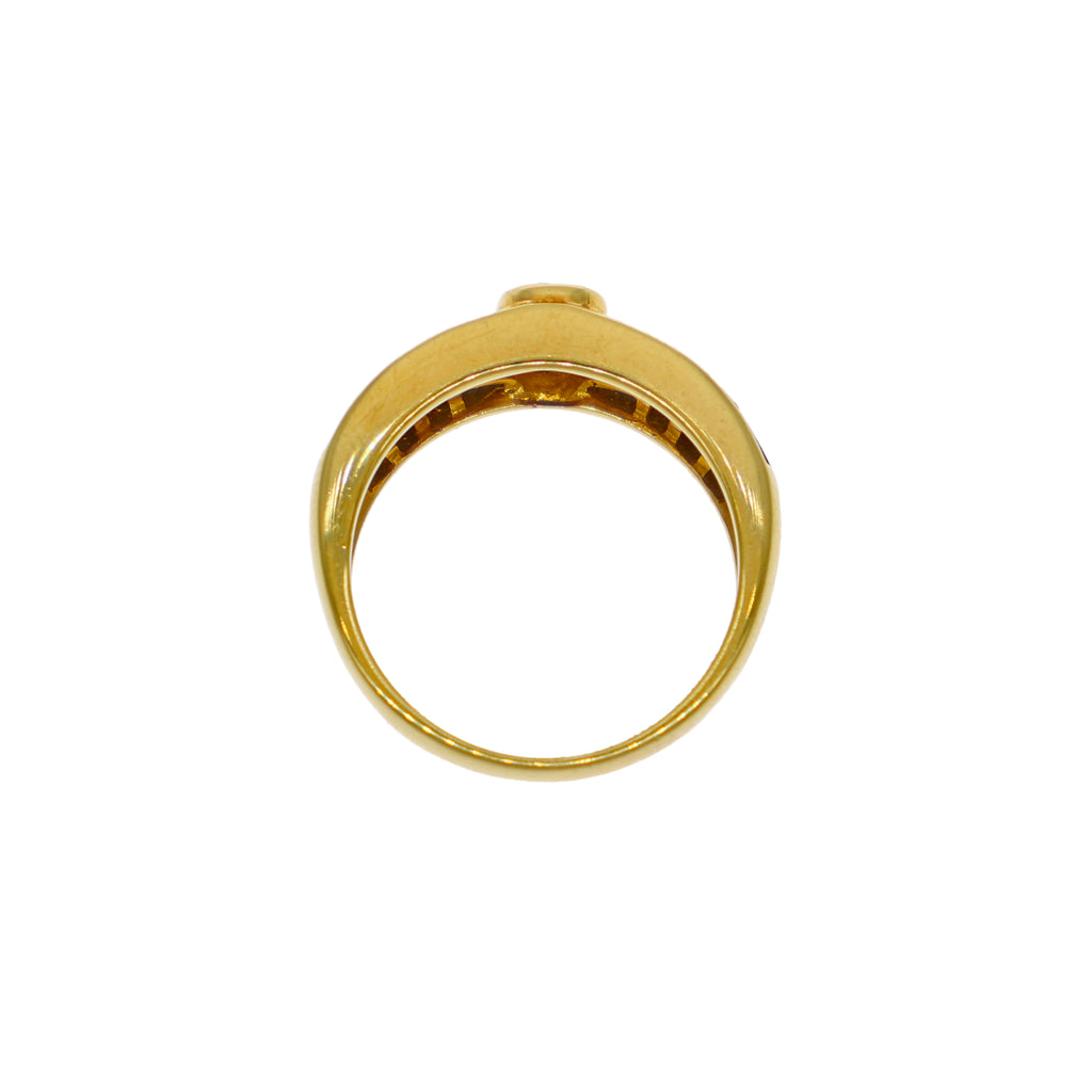 Anillo Oro Amarillo Zafiro Azul y Brillantes AN11203