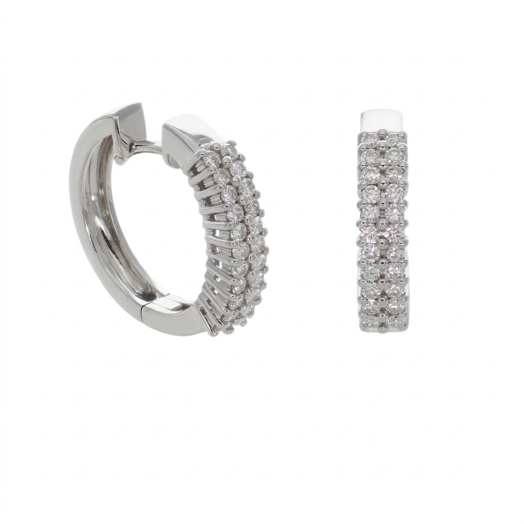 Aros Oro Blanco y Brillantes AR8516