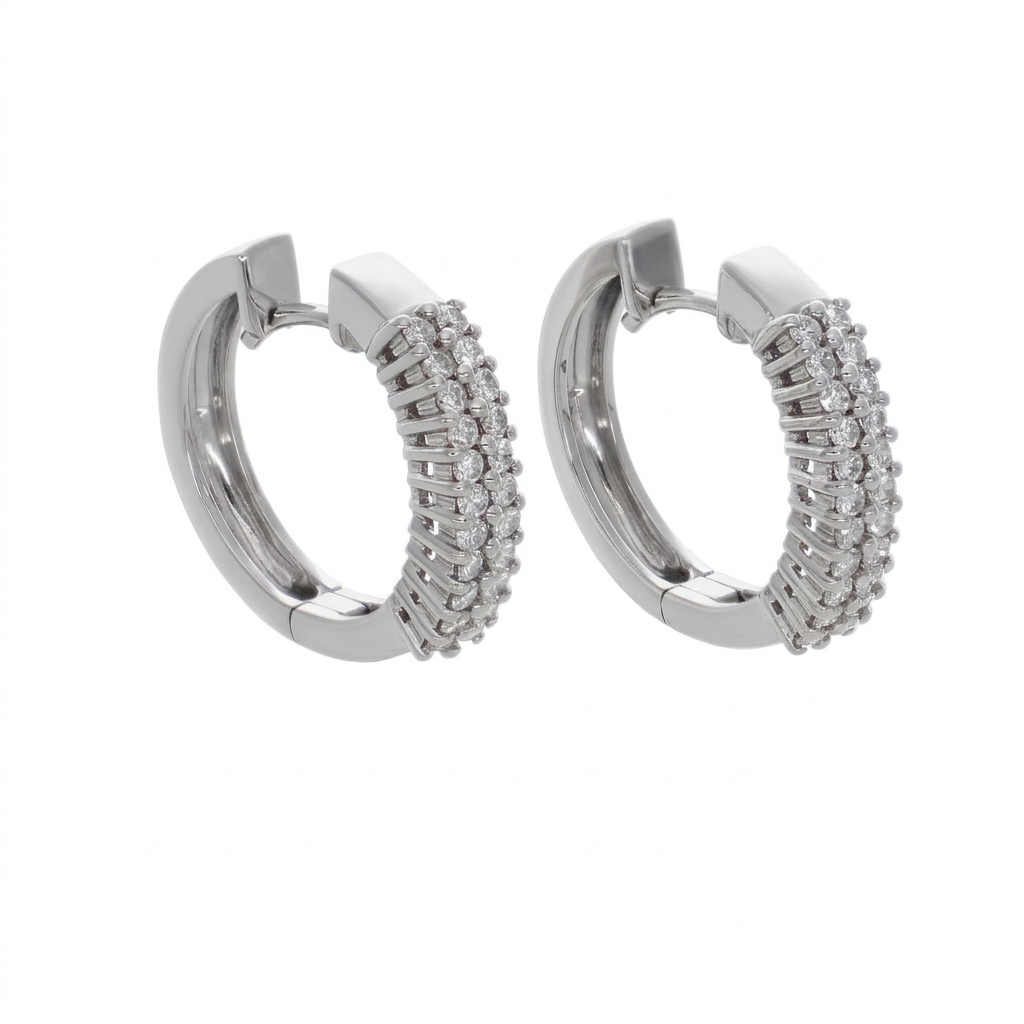 Aros Oro Blanco y Brillantes AR8516