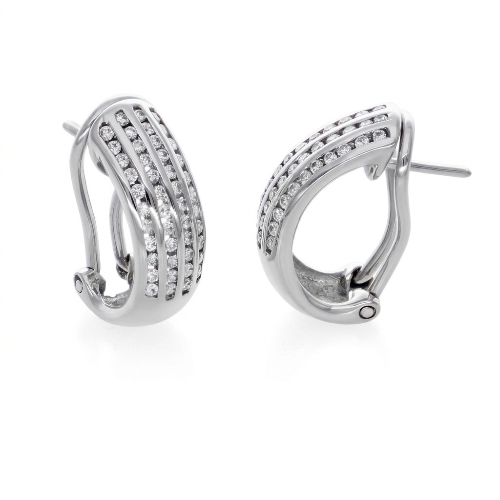 Aros Oro Blanco y Brillantes AR2946