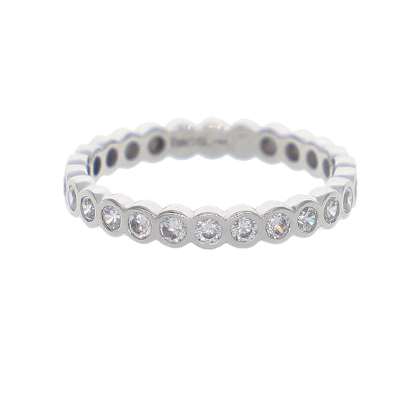 Anillo Oro Blanco y Circones AN-14420