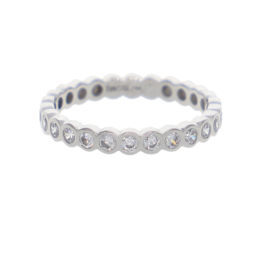 Anillo Oro Blanco y Circones AN-14420