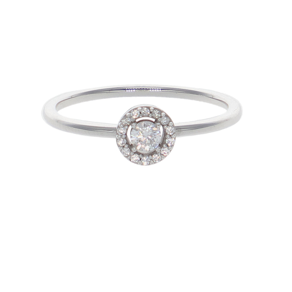 Anillo Oro Blanco y Circones AN-14421