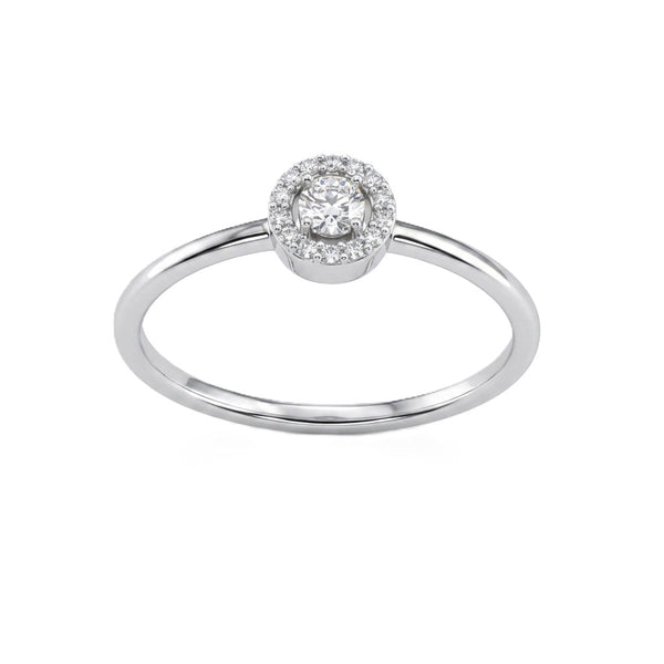 Anillo Oro Blanco y Circones AN-14421