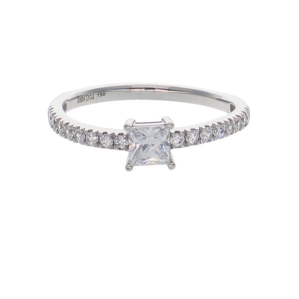 Anillo Oro Blanco y Circones AN-14422