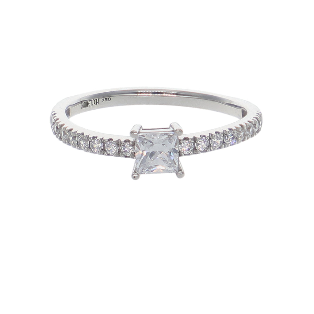 Anillo Oro Blanco y Circones AN-14422
