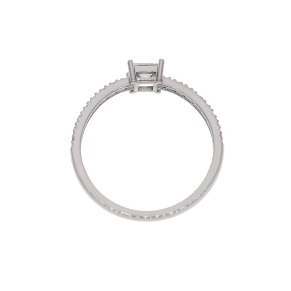 Anillo Oro Blanco y Circones AN-14422
