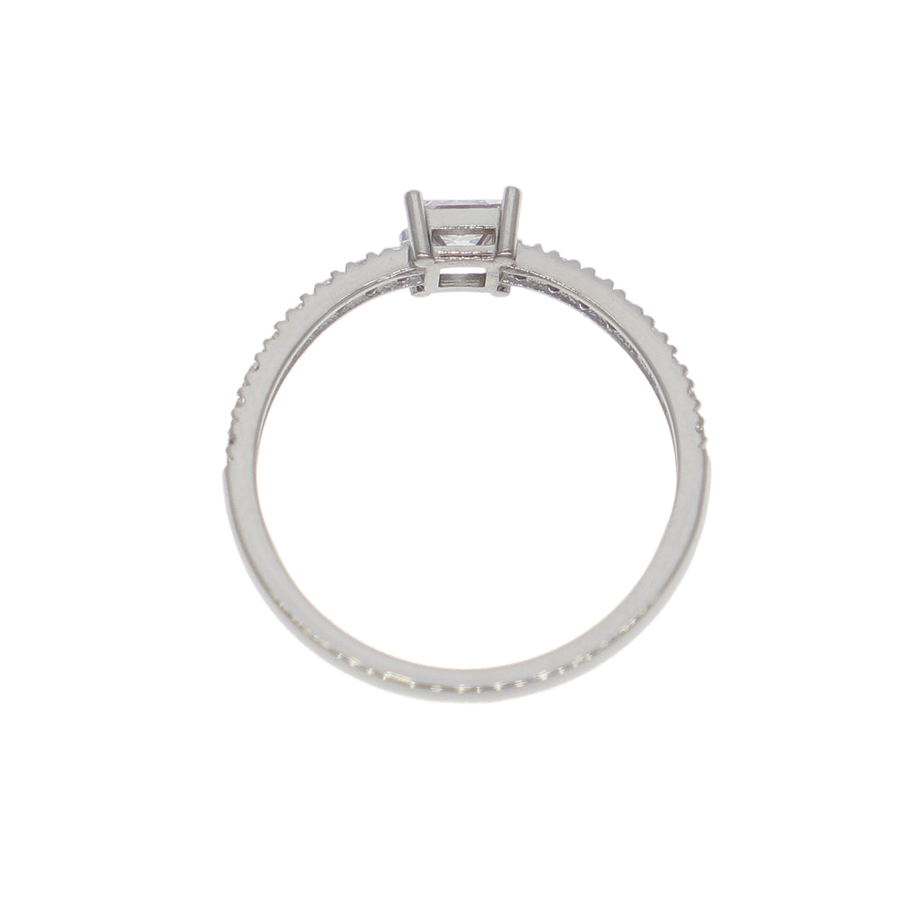 Anillo Oro Blanco y Circones AN-14422