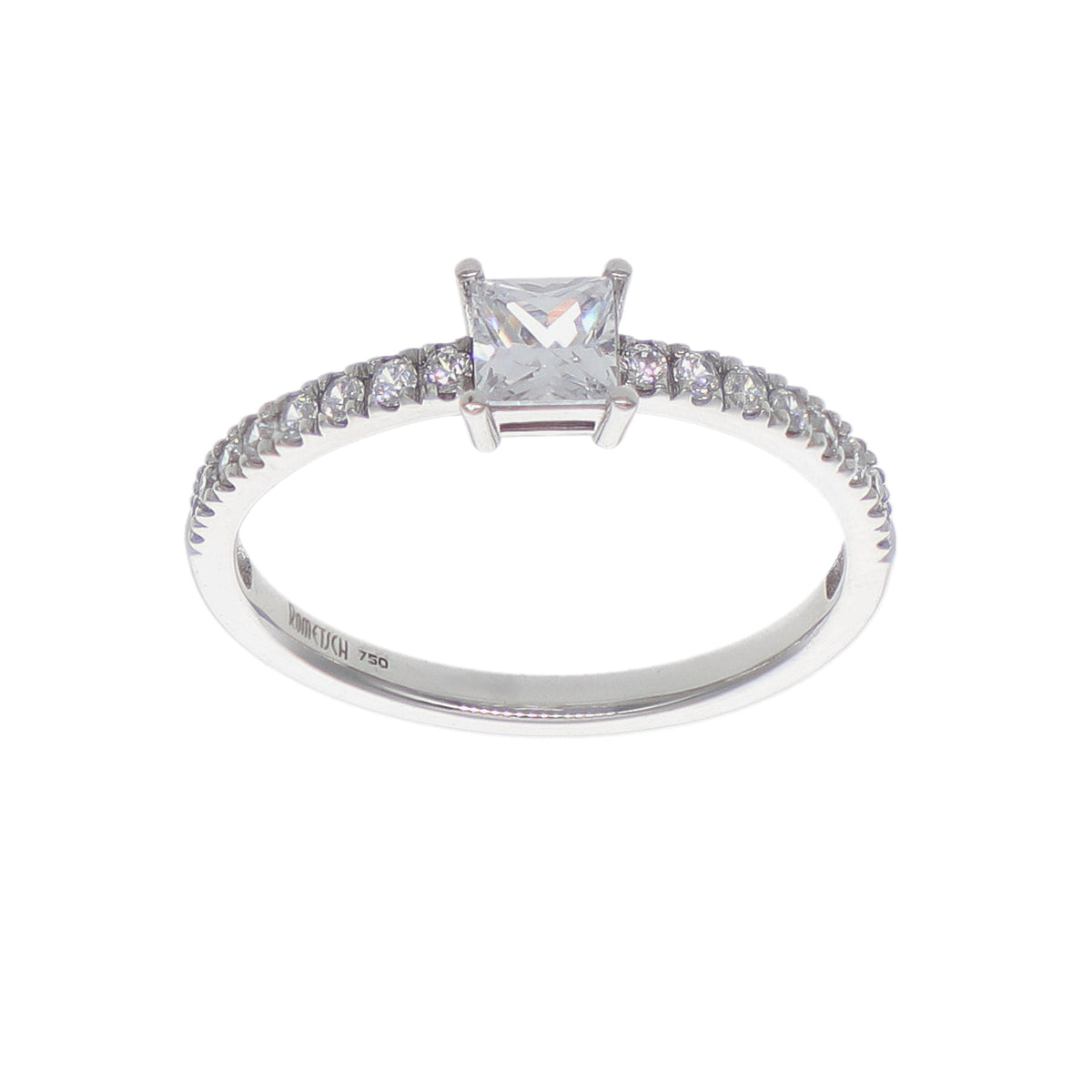 Anillo Oro Blanco y Circones AN-14422