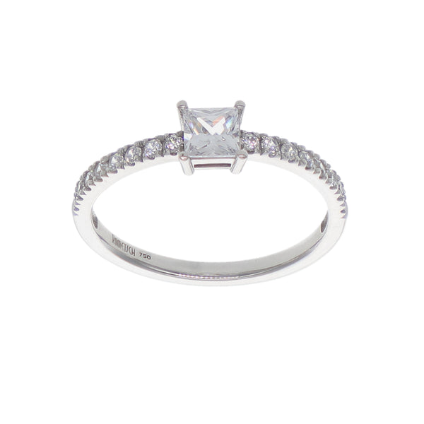 Anillo Oro Blanco y Circones AN-14422