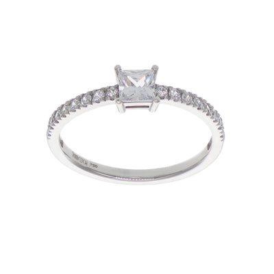 Anillo Oro Blanco y Circones AN-14422
