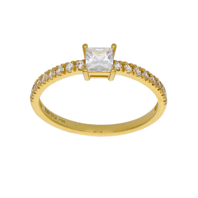 Anillo Oro Amarillo y Circones AN-14435