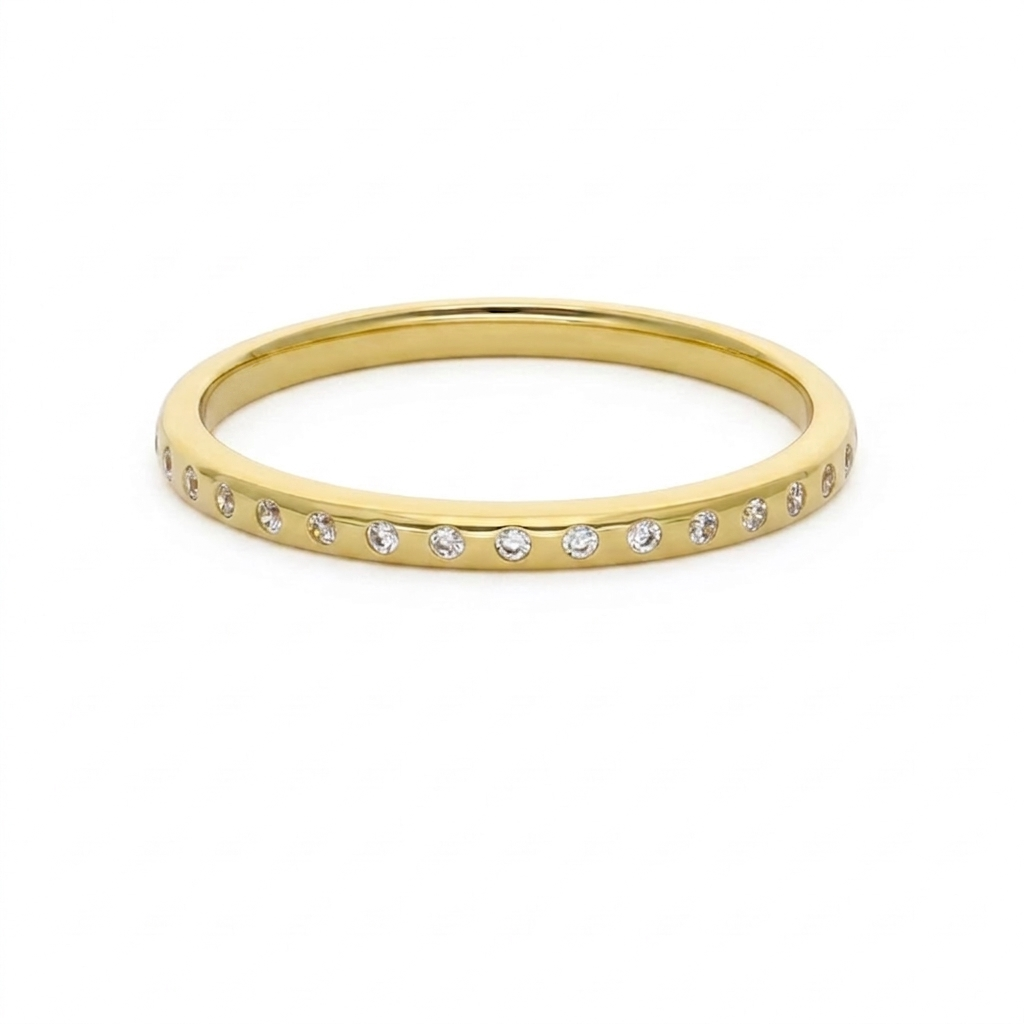 Anillo Oro Amarillo y Circones AN-14441