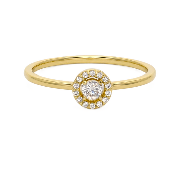 Anillo Oro Amarillo y Circones AN-14444