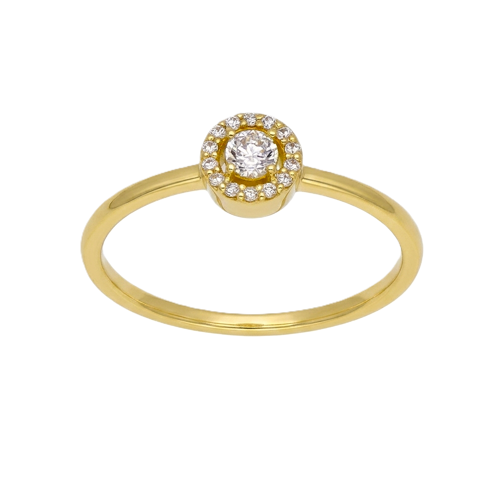 Anillo Oro Amarillo y Circones AN-14444