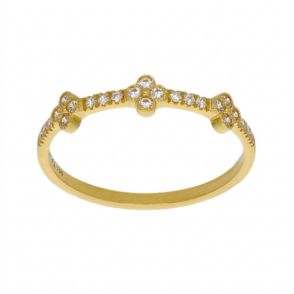 Anillo Oro Amarillo y Circones AN-14449